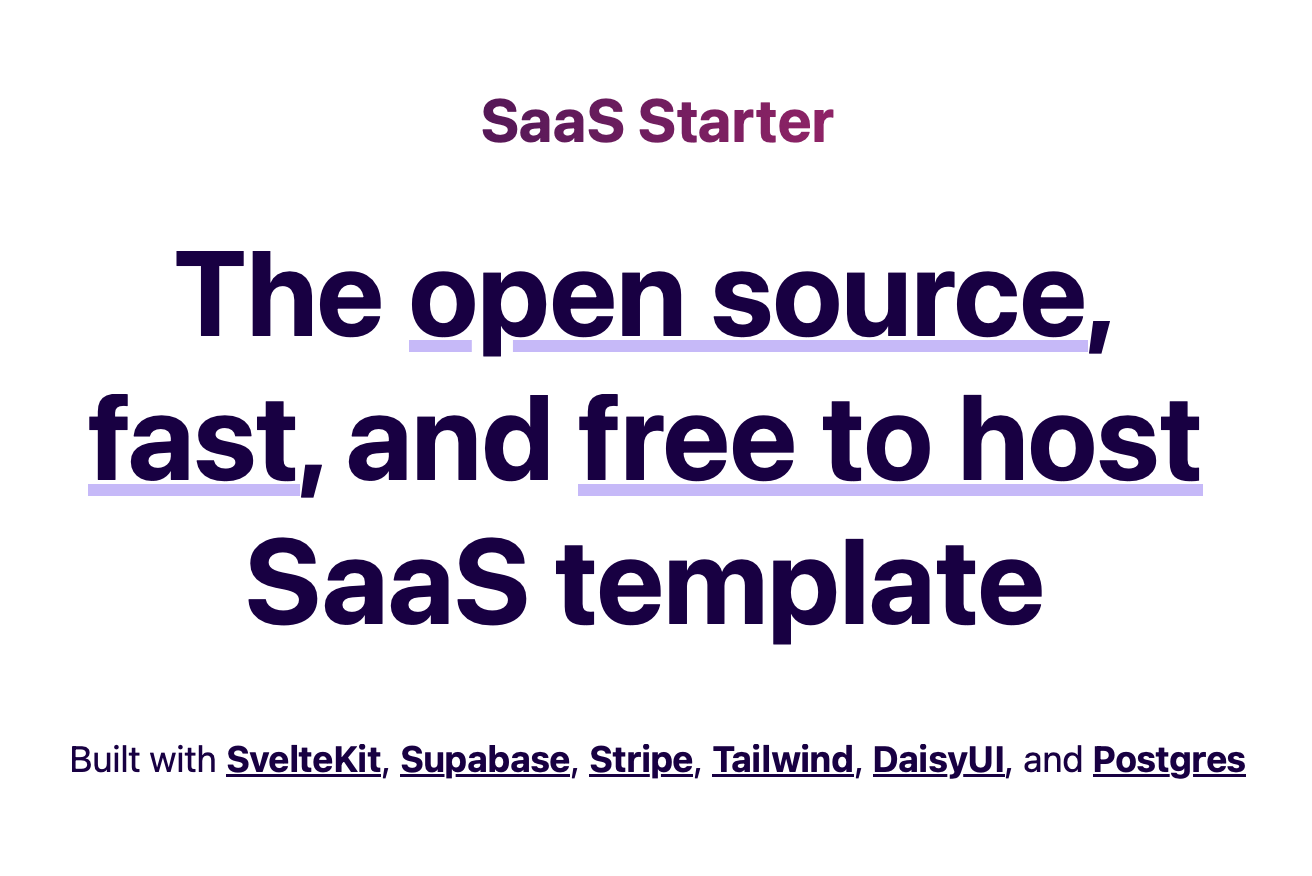 SaaS Starter Header reading: The open source, fast, and free to host SaaS template